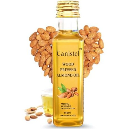 Canistel Premium Virgin Almond Oil | Pure Sweet (Rogan) Badam Tel | Face, Hair Growth, Glowing Skin, Baby Massage | Enriched With Vitamin E & Omega-3,6 | Non-Refined, No Chemical Or Preservative|100Ml
