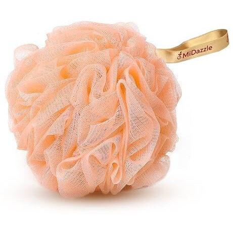 Midazzle Luxury Loofah Bathing Sponge Exfoliator Scrubber For High Lather Cleansing (Small, Pack Of 2, Orange & Yellow)