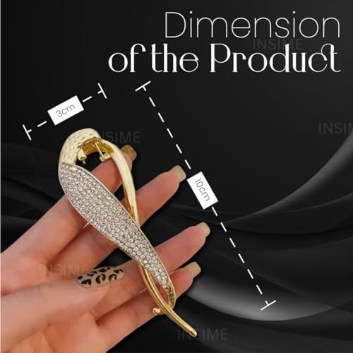 Insime Rhinestone Stone Hair Clips For Women Stylish | Sparkling Big French Barrette Hair Bun Clips | Fancy Metal Hair Clips Bun Accessories Korean Banana Hair Clip For Wedding