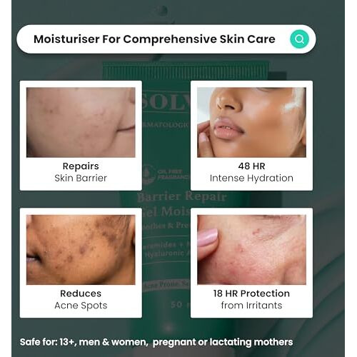 The Solved Skin IndiaS 1St Derma Tested Barrier Repair Gel Moisturiser With Lamellar Liquid Technology Reverses 4 Signs Of Skin Damage By 70% Within 4 Weeks. 48 Hours Hydration. 50Ml