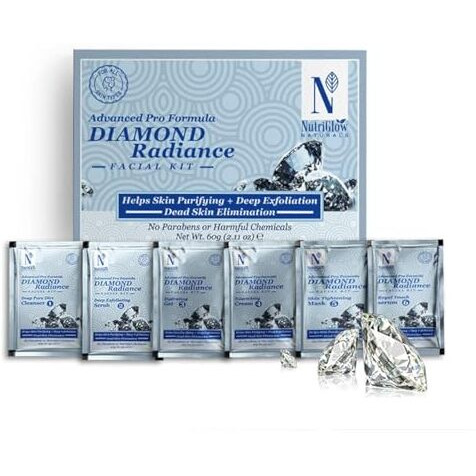 Nutriglow Natural's Diamond Radiance Facial Kit For Acne & Spot Free Skin, 60Gm