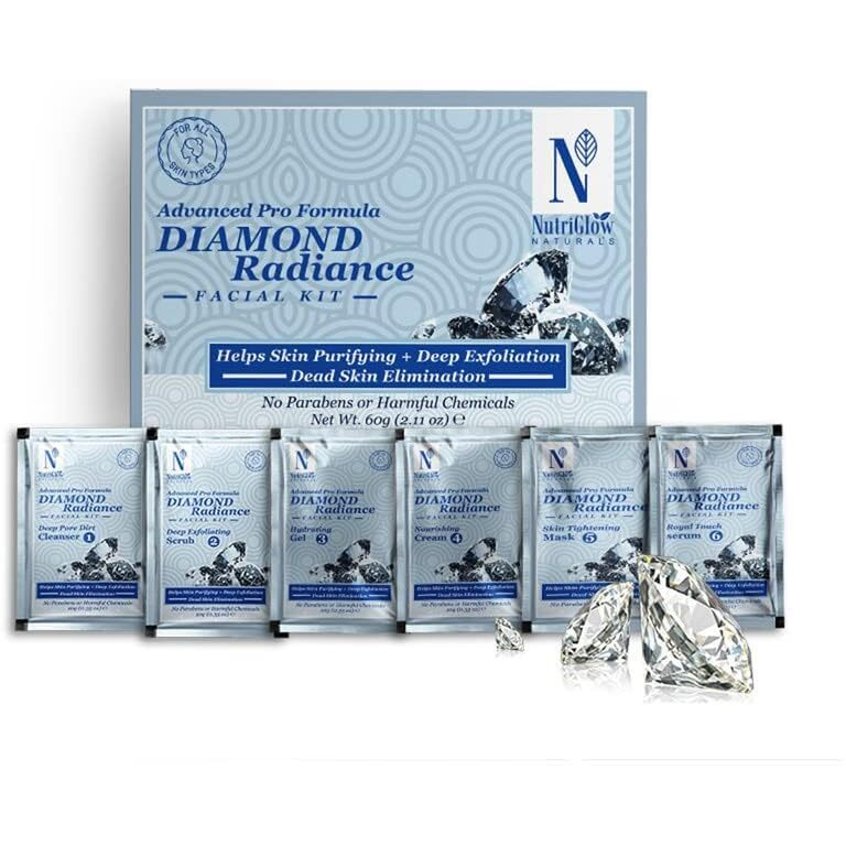 Nutriglow Natural's Diamond Radiance Facial Kit For Acne & Spot Free Skin, 60Gm