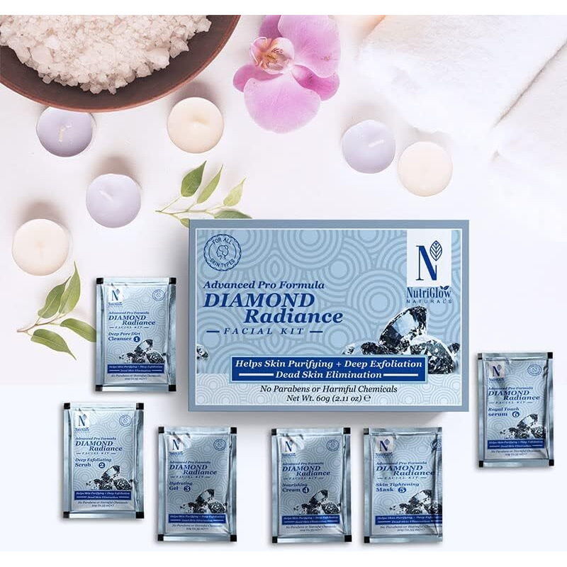 Nutriglow Natural's Diamond Radiance Facial Kit For Acne & Spot Free Skin, 60Gm