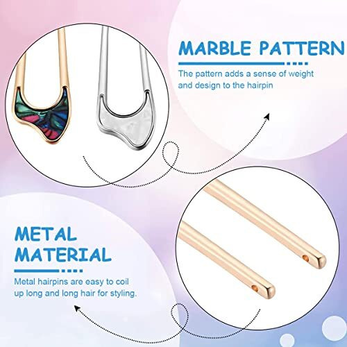 Maycreate 4Pcs Magic Grip Hair Pins For Women, Metal Bun Dtick For Hair Juda Pins For Hair Bun U Shaped Hairpin Vintage Hair Chignon Pins Hairstyle Bride Hair Accessories For Women Girls,Multi