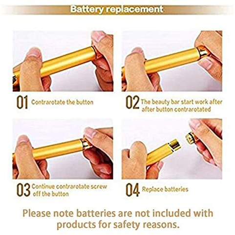 Concepta 2 In 1 Energy Beauty Bar Electric Vibration Facial Massage V Shape Roller Waterproof Face Skin Care T Shaped Anti Wrinkle Massager For Forehead Cheek Neck Clavicle Arm (Gold Colour)