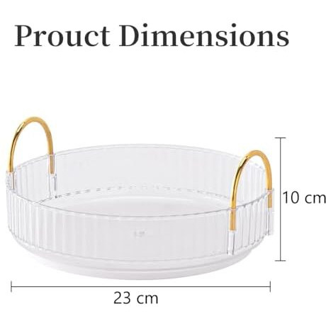 Inovera (Label) Plastic 360 Rotation Cosmetic Round Makeup Display Case (1 Tier, Transparent)