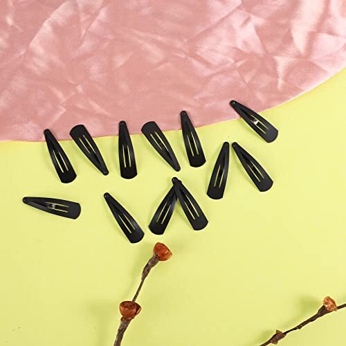 Hp High Profile Black Tic Tac Hair Clips Korean Hair Accessories Tick Tack Pins For Women And Girls (Pack Of 24) Matte Black Colour- Size 5 Cm
