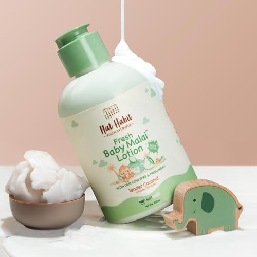 Nat Habit Baby Malai Lotion |Tender Coconut| Baby Body Lotion For Intense Nurture, Moisturizer For Deep Nourishment & Skin Barrier Protection | 100% Natural, Chemical-Free Baby Cream | 200Ml