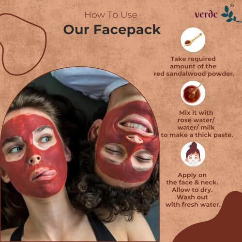 Verdc - 100% Pure & Natural Red Sandalwood Face Pack Powder | Lal Chandan | Raktha Chandanam | Premium Forest Grade | For Skin Brightening, Acne, Blemish, Dark Spots | Puja Ritual - 75 Gm