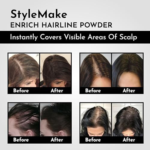 Stylemake Enrich Hairline Powder For Women & Men | Root Touch Up For Grey Hair | Toppers | Cover-Up Powder | Instantly Covers Loss, Patches, And Grey On Beard (Black, 4 G)