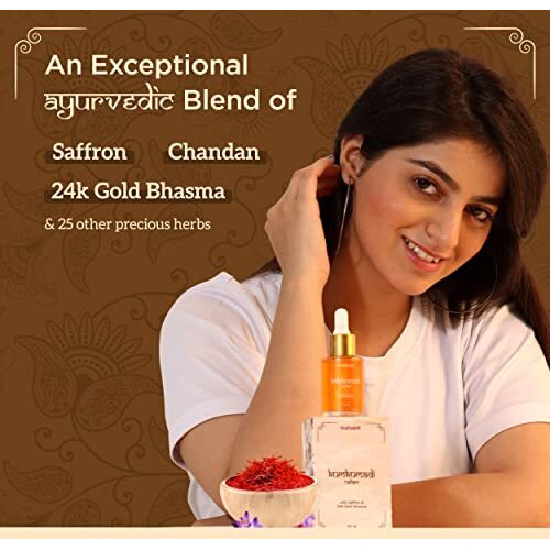 Truhabit Kumkumadi Oil For Face (30Ml), Kumkumadi Face Tailam Oil For Glowing Skin With Saffron & 24K Gold Bhasma Kumkumadi Oil Serum For Face Glowing And Whitening Kumkumadi Tailam For Face & Dull Skin