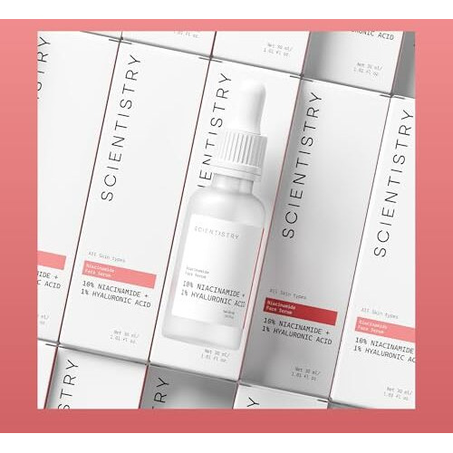 Scientistry Niacinamide Face Serum With 10% Niacinamide & 1% Hyaluronic Acid | For Dark Spots, Hyperpigmentation, Hydration, Acne & Enlarged Pores | For Men & Women | All Skin Types | 30 Ml
