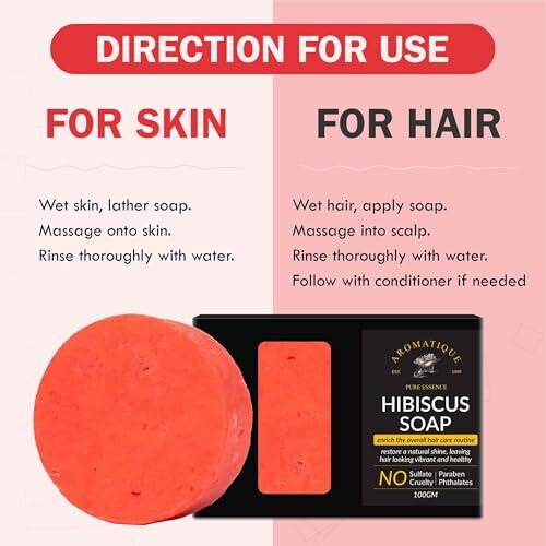 Aromatique Hibiscus Shampoo Bar | Vegan & All-Natural | Strengthens & Revitalizes Weak, Damaged Hair | Paraben-Free & Sulfate-Free (1)