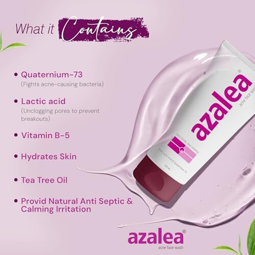 Apple Therapeutics Azalea Acne Face Wash For Acne Prone & Oily Skin | Dermatologist Recommended Gentle Cleanser For Glow & Radiance | Protein Based Acne Face Wash | 100Ml