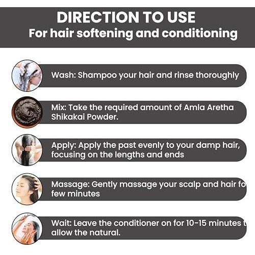 Aman Herbals - 100% Organic Amla Reetha Shikakai Powder For Hair | 3-In-1 Natural Hair Cleanser | Hair Powder Pack Of 200Gm