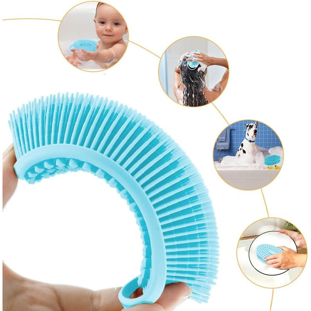 Inovera Silicone Bath Brush | Soft Body Wash Bathing Scrubber | Exfoliating Shower Brushes (Light Blue)