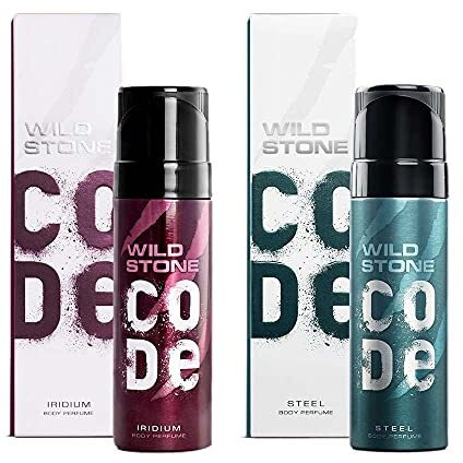 Wild Stone Code Steel & Iridium No Gas Body Perfume Combo For Men,, Pack Of 2 (120 Ml Each)