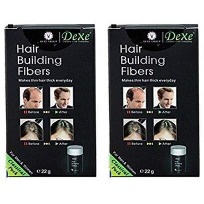 Dexe Hair Thickening And Building Hair Fiber Black Color, Thick Hair, Instant Results, Plant And Cotton Based Fibers, For Men And Women (44 G) Pack Of 2, Black