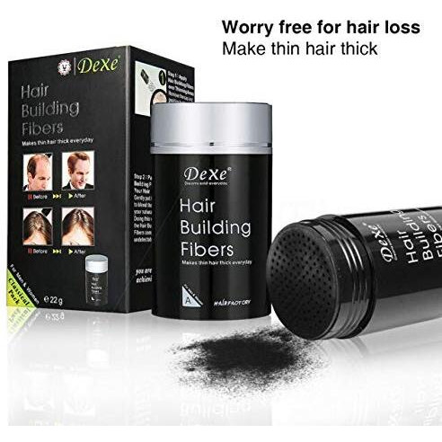Dexe Hair Thickening And Building Hair Fiber Black Color, Thick Hair, Instant Results, Plant And Cotton Based Fibers, For Men And Women (44 G) Pack Of 2, Black