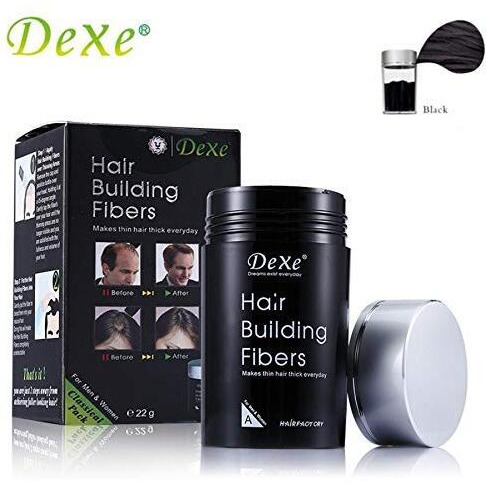Dexe Hair Thickening And Building Hair Fiber Black Color, Thick Hair, Instant Results, Plant And Cotton Based Fibers, For Men And Women (44 G) Pack Of 2, Black