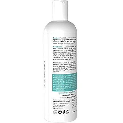 Keratine Professional Shampoo| Infused With Keratin, Almond Oil, Jojoba Oil And Shea Butter For Curly Wavy And Straight Hair - Shampoo For Dry Damaged Or Color Treated Hai Made In India, 1 Count