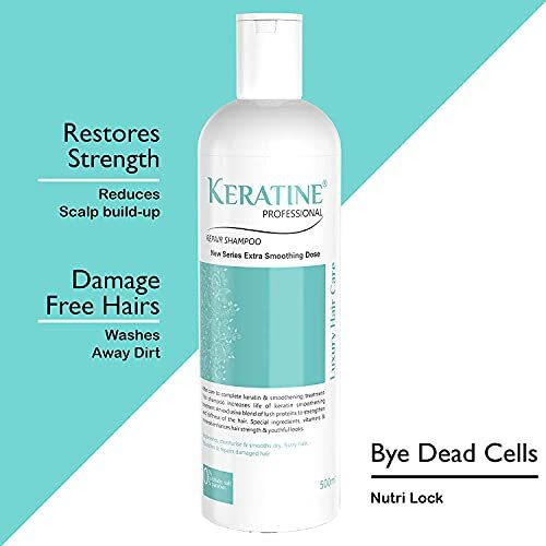 Keratine Professional Shampoo| Infused With Keratin, Almond Oil, Jojoba Oil And Shea Butter For Curly Wavy And Straight Hair - Shampoo For Dry Damaged Or Color Treated Hai Made In India, 1 Count