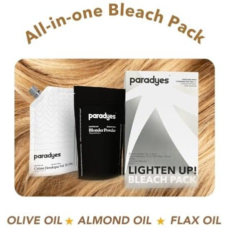 Paradyes Lighten Up Bleach Pack 30 Vol. Enriched With Flax Oil, Almond Oil And Olive Oil To Lighten Dark Hair, Suitable For All Hair Types