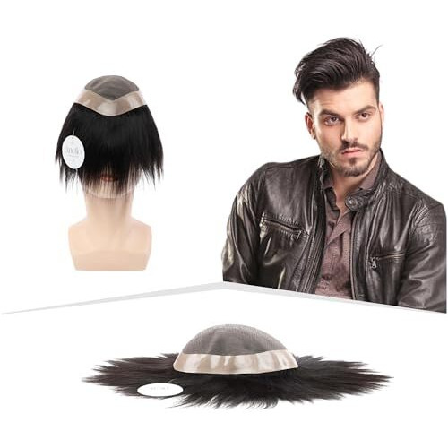 Artello Monofilament Smart Hair Patch For Men, Soft Hair Wig In 100% Natural Human Hair, Easy Fit With Tape, Glue Or Clips, 1D Mono Base (Colour Indian Black) (8X6)