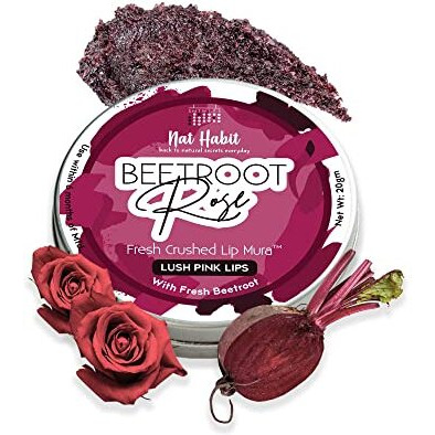 Nat Habit Beetroot Rose Lip Care - Lip Mask & Scrub, Dry & Dark Lips Lightening, Vitamin E, Chemical Free (12Gm, 1)
