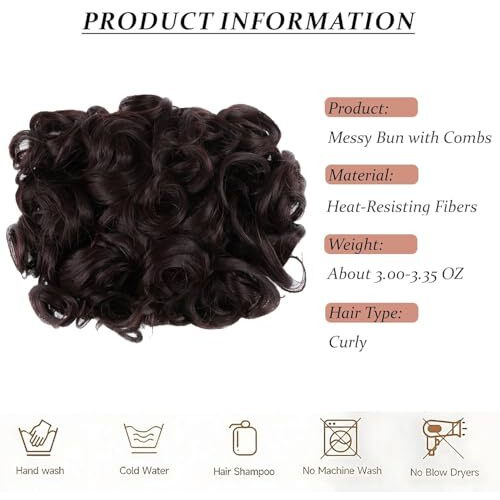 Hair Wala Short Double Combs Messy Curly Wavy Hair Extensions Bun Piece Up Do Drawstring Ponytail Clip In Comb Hair Extensions Chignon, Brown Color