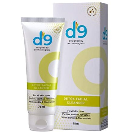 D9 Detox Facial Cleanser Face Wash | All Skin Types | Purifies/Soothes/Refreshes With Ceramide & Niacinamide | Designed By Dermatologists | Men & Women | 75Ml