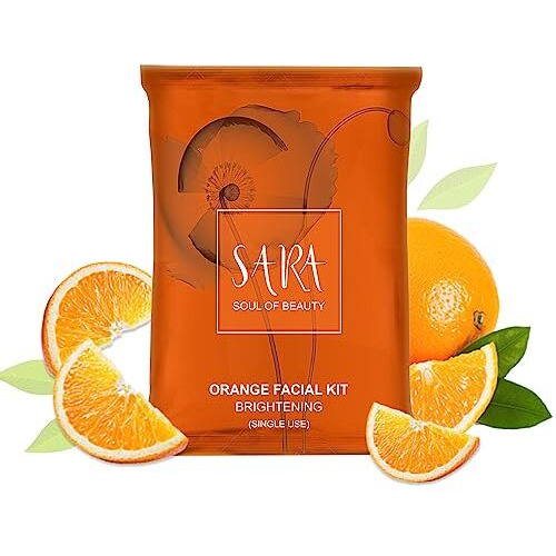 Sara Orange Facial Kit For Skin Cleansing & Brightening, 40Gm | For Single Use
