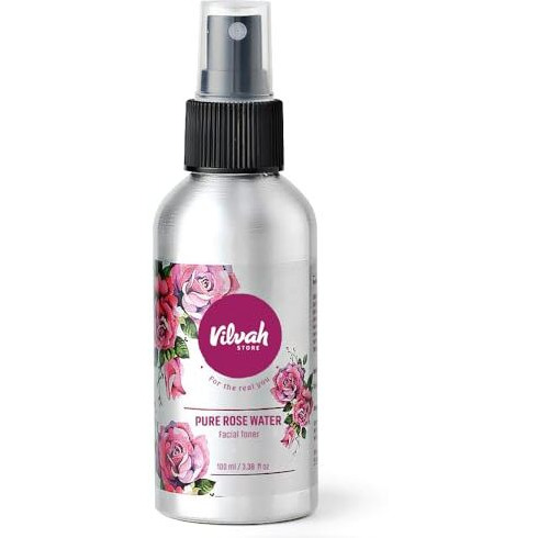 Vilvah Store Rosewater Toner For Face, 100% Pure & Natural Gulab Jal, Hydrates Plumps & Minimises Open Pores For Glowing Skin, Alchohol Free Toner For Glowing Skin, For Men And Women, 100Ml