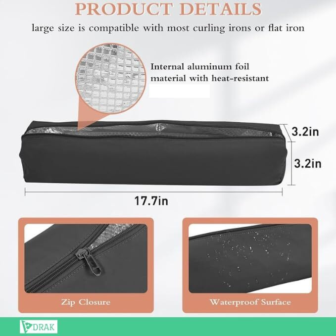Edrak Hair Tools Organizer Bag, Case,Cover Portable Travel Heat Resistant Storage Bag For Curling Irons, Flat Irons, Hair Straightener, Hot Air Brush And Hair Styling Tools.