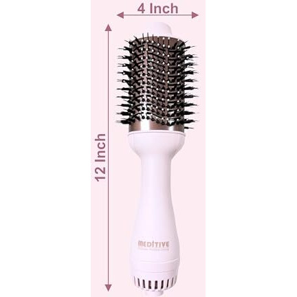 Meditive Hot Air Brush For Hair Styling | Hair Volumizer Blow Dryer Brush, Ceramic Tourmaline Coated, Ionic Technology, 3 Heat & 2 Speed Settings, Lightweight Hair Styler With Overheat Protection & 360 Swivel Cord  Blow Dryer For Hair Volume Hair Volumizer, And Hair Styler In One, 1200 Watts( Pink Colour)