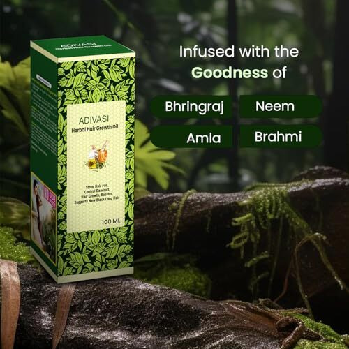 Iscon Life Sciences Natural & Herbal Adivasi Hair Oil Original, 100Ml Traditionally Prepared With Bhringraj, Aloevera Oil, Almond Oil, Tulsi, Onion, Castor, Argon & Haritaki