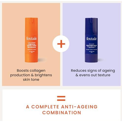 Foxtale Day & Night Serum Kit | 15% Vitamin C Face Serum + 0.15% Retinol Anti-Ageing Night Cream | Get Radiant, Bright Skin & Reduce Fine Lines & Wrinkles | For Men & Women Both