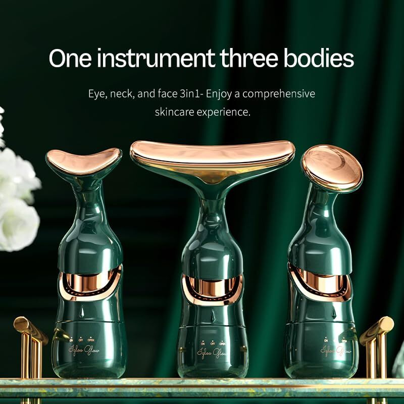 Igloo Glow 3 In 1 Unisex Premium Face Slimming Device | Microcurrent & Vibration With Eye, Face & Neck Massager | 360 Roller For Wrinkle Improvement, Double Chin Reducer, Skin Tightening & Rejuvenation Skin Care Device