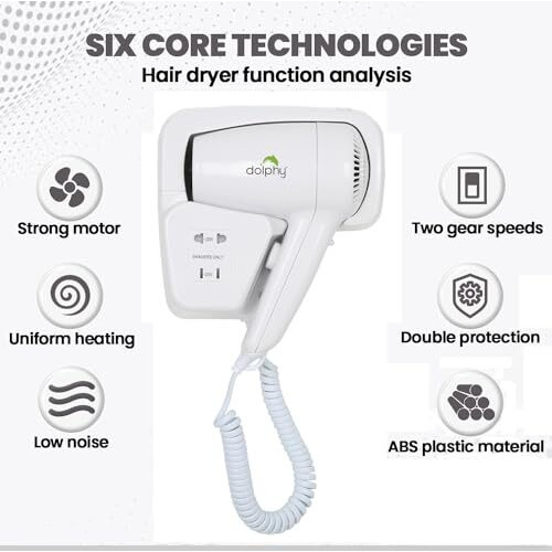 Dolphy Professional 1200 Watts Wall Mounted Hair Dryer Hd-001, White