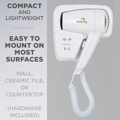 Dolphy Professional 1200 Watts Wall Mounted Hair Dryer Hd-001, White