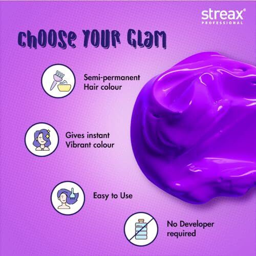 Streax Professional Hold & Play Funky Colours Hair Color, 100G - Crazy Violet 100G