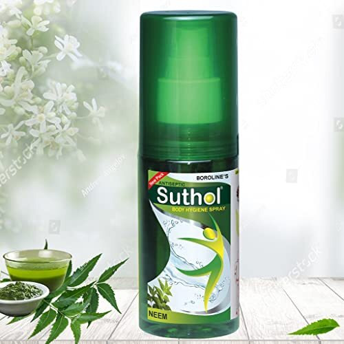 Suthol Boroline's Active Neem Spray 100 Ml X 4 | Stops Skin Irritations, Prickly Heat Itching, Rashes | With Neem, Tumeric & Aloe Vera | Antiseptic Body Hygiene Spray (Pack Of 4)