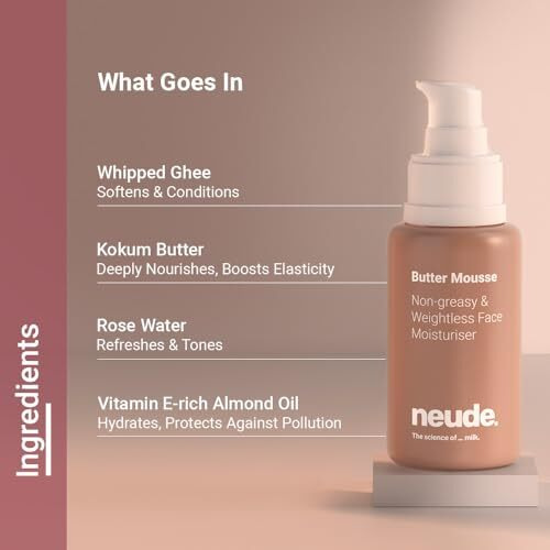 Neude Butter Mousse 50Ml Ghee Face Moisturizer Cream For Men & Women With Molecular Ghee Kokum Butter & Almond Oil 24H Hydration Weightless Antioxidant-Rich Deep Moisturizer For Dry & All Skin Types