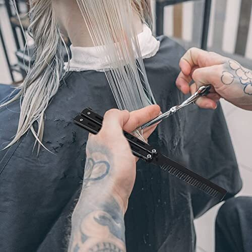Street27 Butterfly Comb Stainless Steel Folding Training Practice Comb Hair Styling Tools Balisong Comb Metal Comb For Professional Hair Salon Training Exercises & Beginner (Black)