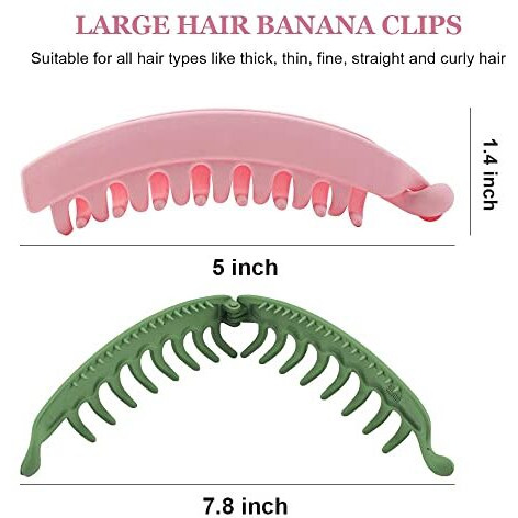 Birdware Imported Rubber Acrylic Stone Big-Size Banana Hair Clips For Women (Multicolour) - 6 Pcs