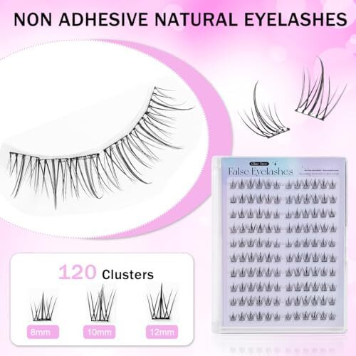 Maycreate 120Pcs Self Adhesive Eyelashes, Self Adhesive Eyelash Clusters, Lash Clusters Press On Lashes Self Stick Cluster Lashes Pre Glued Eyelash Clusters With Tweezer No Glue Needed