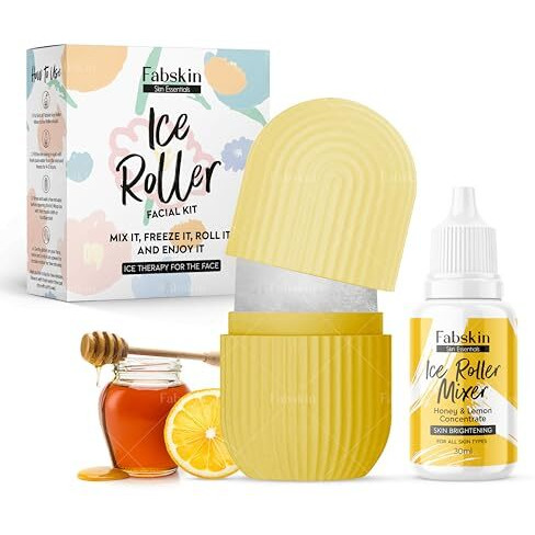 Fabskin Ice Roller For Face, Neck And Body | With Lemon & Honey Ice Roller Mixer 30Ml | Ice Roller For Face Massager | Face Ice Roller For Men & Women | Ice Cube Facial Roller Kit | For Skin Moisturizing & Soothing