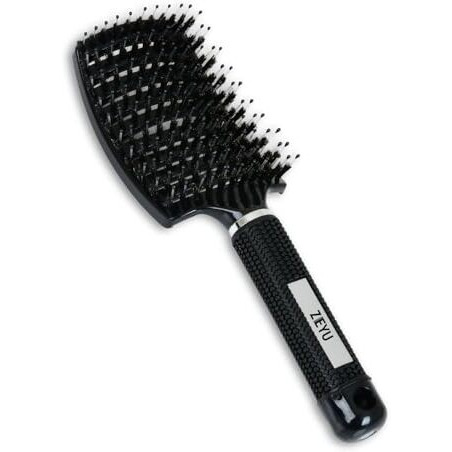 Zeyu Detangler Pain Free Boar Bristles | Hair Brush For Women, Men, Kids, Dry And Wet Detangling Hair Brush | Hair Brush For Men & Women | Flexible & Soft Nylon Bristles | Detangle Curling And Frizz Control Long Lasting Curles & Waves - For All Hair Types