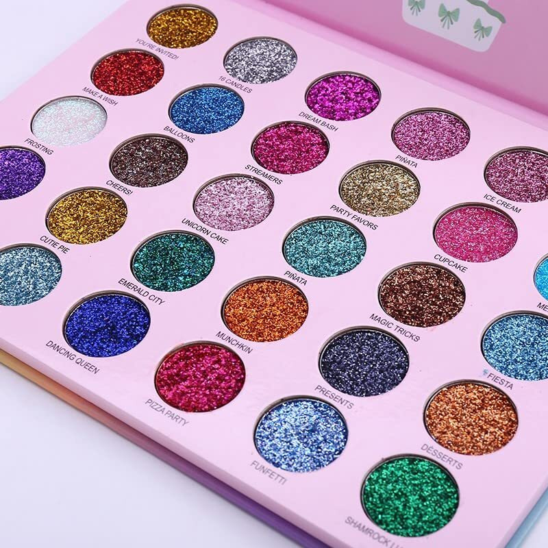 Hudacrush Beauty Glitter Eyeshadow Palette - Shimmery Multicolor Shades, Professional Korean Sparkling Eye Shadow Palette For Glittery Unicorn Looks - 30 Shade