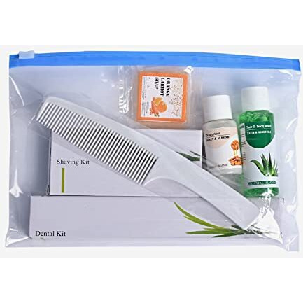 Sevenhills Toiletries 50 Sets Hotel Accessories,Guest House Kit,Guest Room Amenities,Marriage Guest Toiletry Kit Hospital Kit Zipper Pouch 9 X 6 Inch (50 Sets)